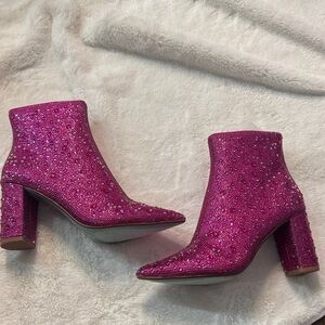 Betsey Johnson Fuchsia Sparkle Heeled Boots